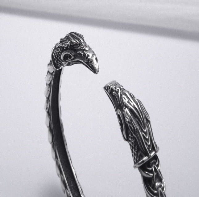 Silver Viking Odins Ravens Bracelet-5