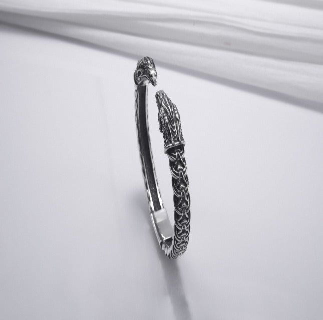 Silver Viking Odins Ravens Bracelet-6