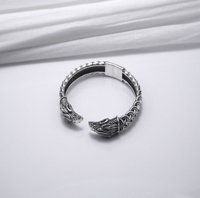 Silver Viking Odins Ravens Bracelet-7