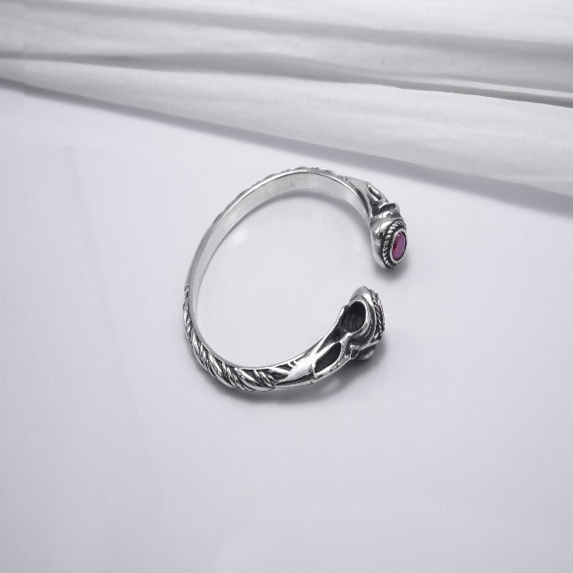 Silver Viking Torc Bracelet with Gems-5