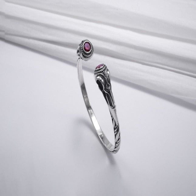 Silver Viking Torc Bracelet with Gems-6