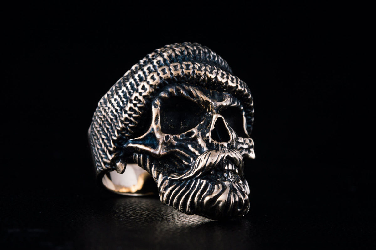 Skull Biker Ring Bronze Unique Handmade Jewelry-1