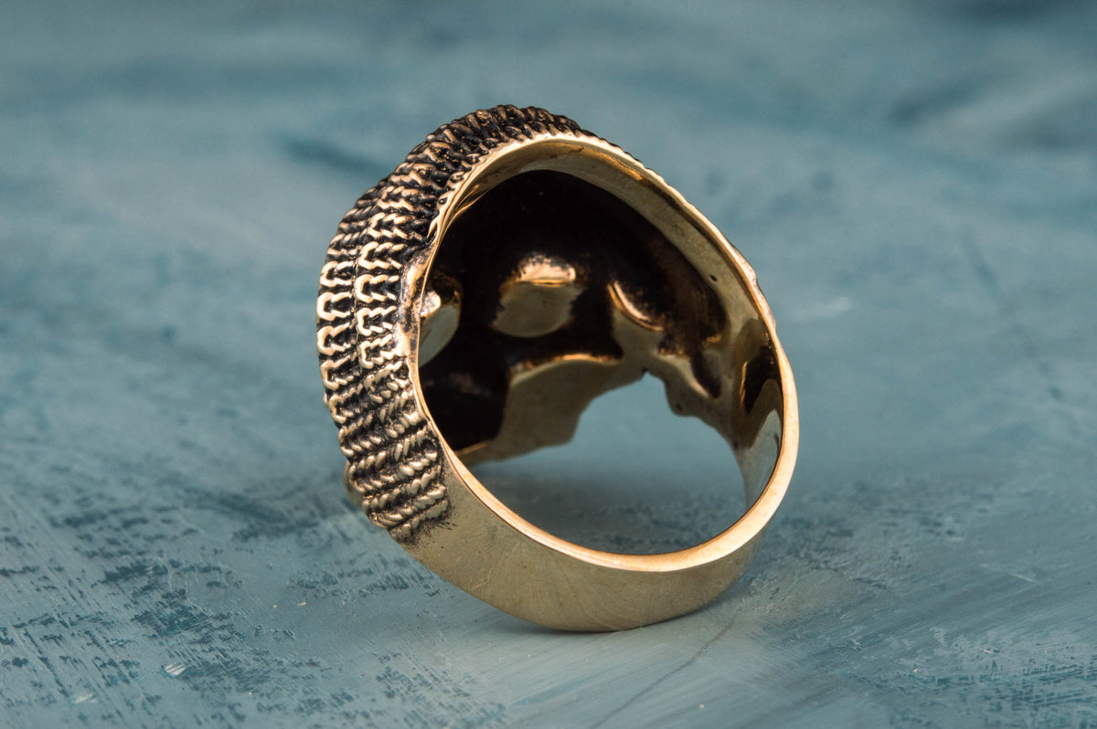 Skull Biker Ring Bronze Unique Handmade Jewelry-4