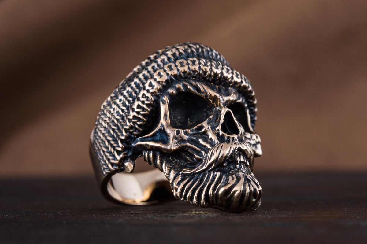Skull Biker Ring Bronze Unique Handmade Jewelry-6