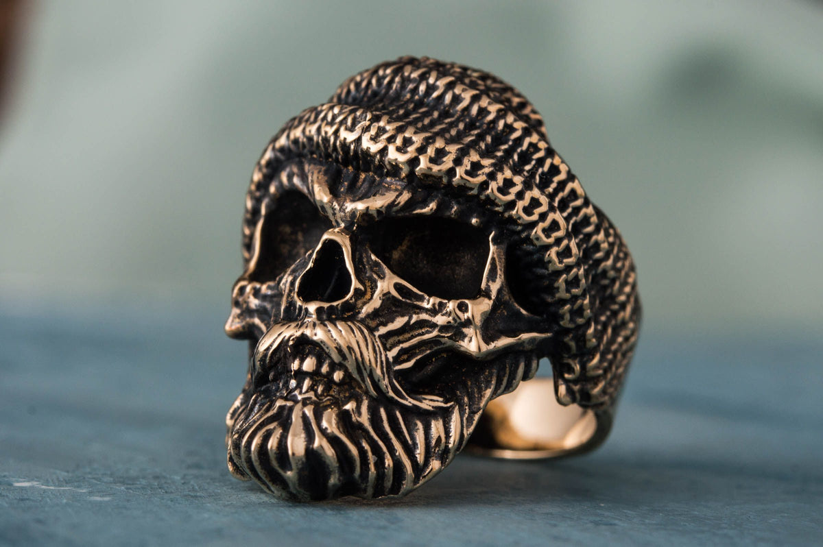 Skull Biker Ring Bronze Unique Handmade Jewelry-7