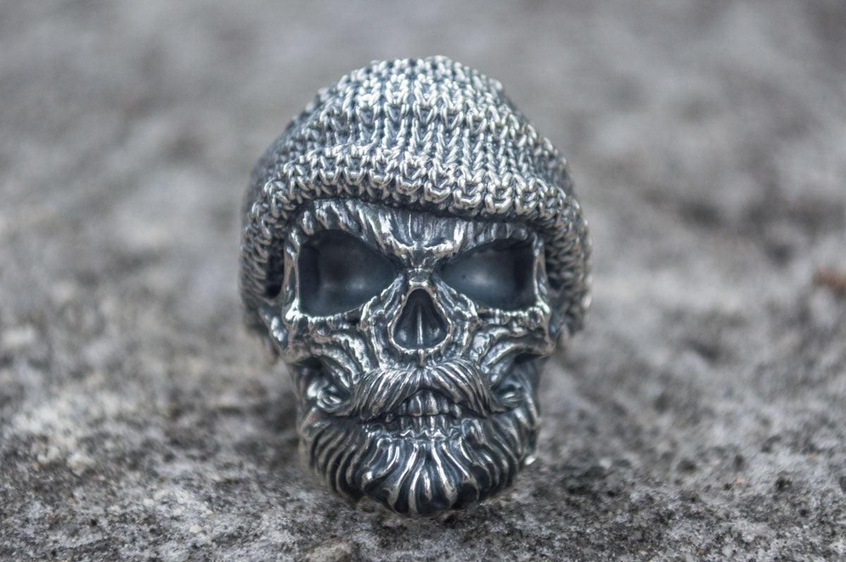 Skull Biker Ring Sterling Silver Unique Handmade Jewelry-1