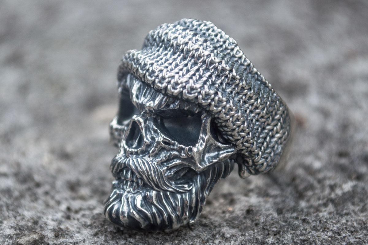 Skull Biker Ring Sterling Silver Unique Handmade Jewelry-2