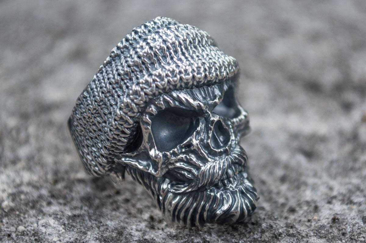Skull Biker Ring Sterling Silver Unique Handmade Jewelry-3