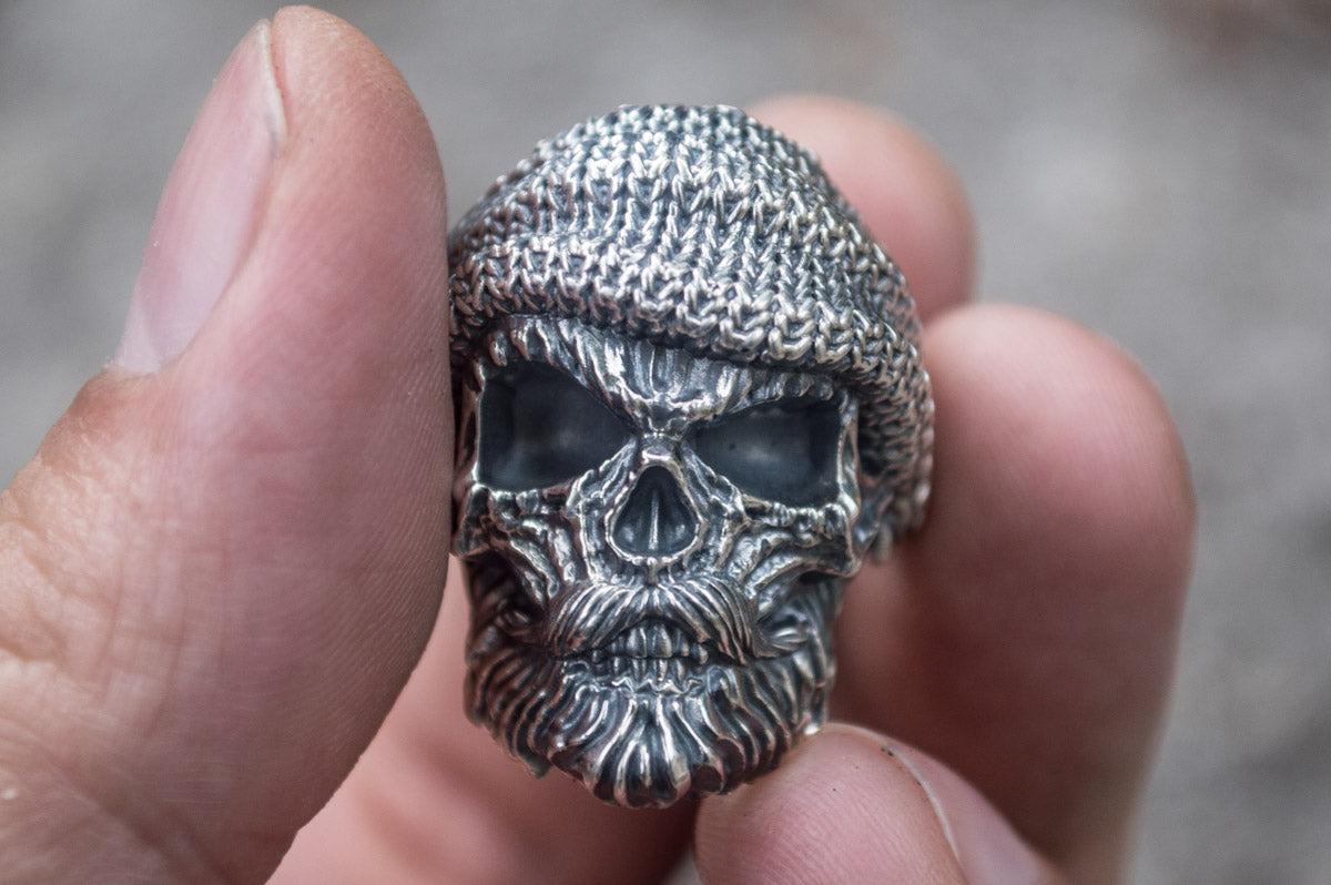 Skull Biker Ring Sterling Silver Unique Handmade Jewelry-4