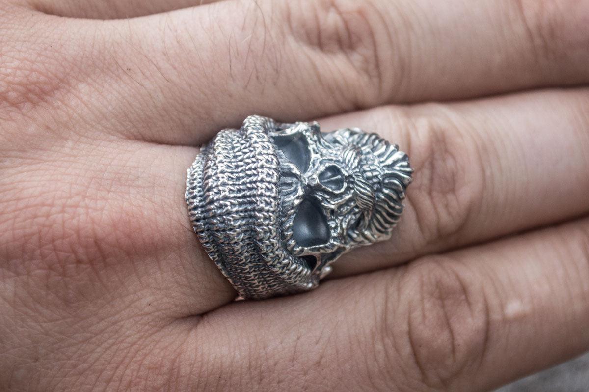 Skull Biker Ring Sterling Silver Unique Handmade Jewelry-5