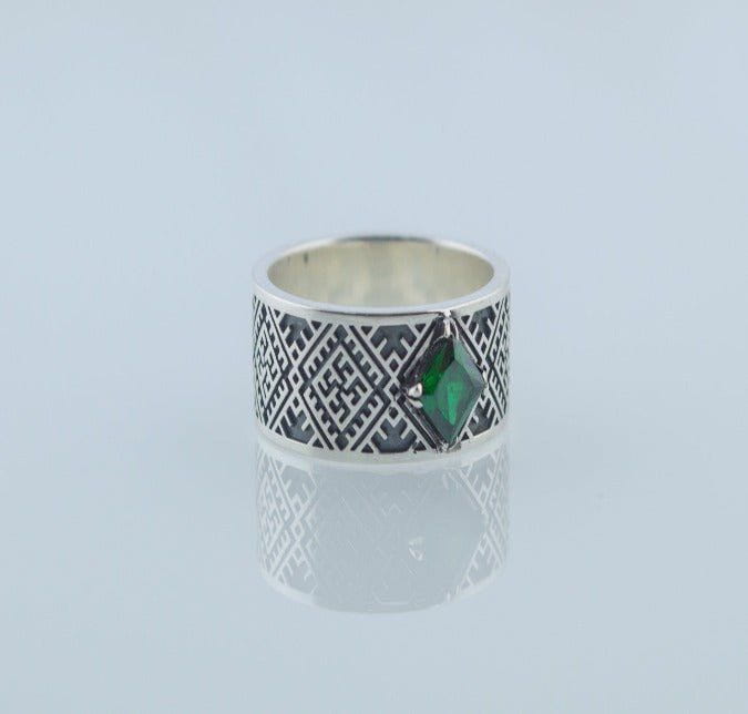 Slavic Ornament Ring with Cubic Zirconia Sterling Silver Pagan Jewelry-7