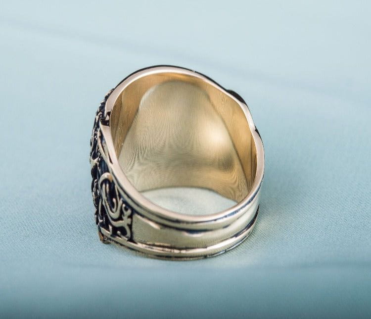 Sleipnir Ring with Mammen Ornament Bronze Unique Jewelry-6