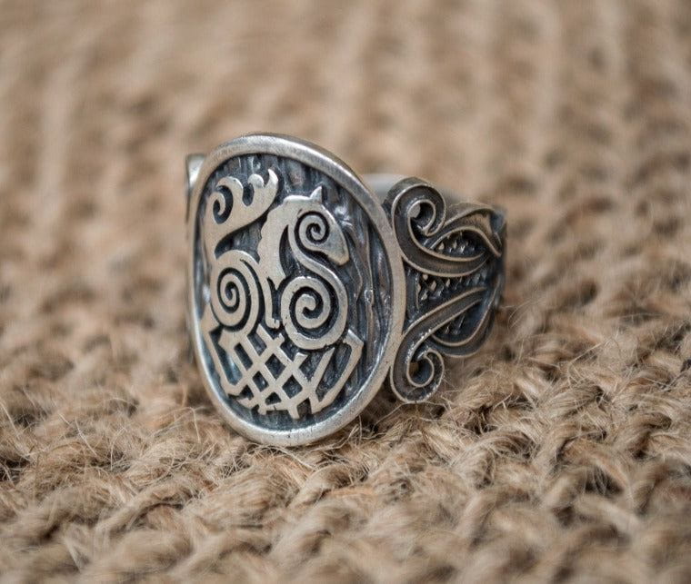 Sleipnir Symbol with Viking Ornament Sterling Silver Norse Jewelry-1