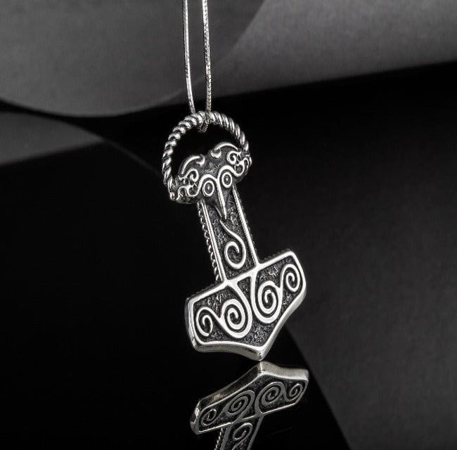 Small Thor&#39;s Hammer Pendant Sterling Silver Mjolnir Scania Island-3