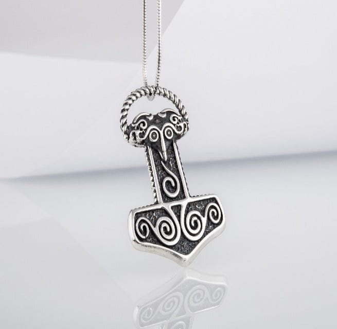 Small Thor&#39;s Hammer Pendant Sterling Silver Mjolnir Scania Island-5