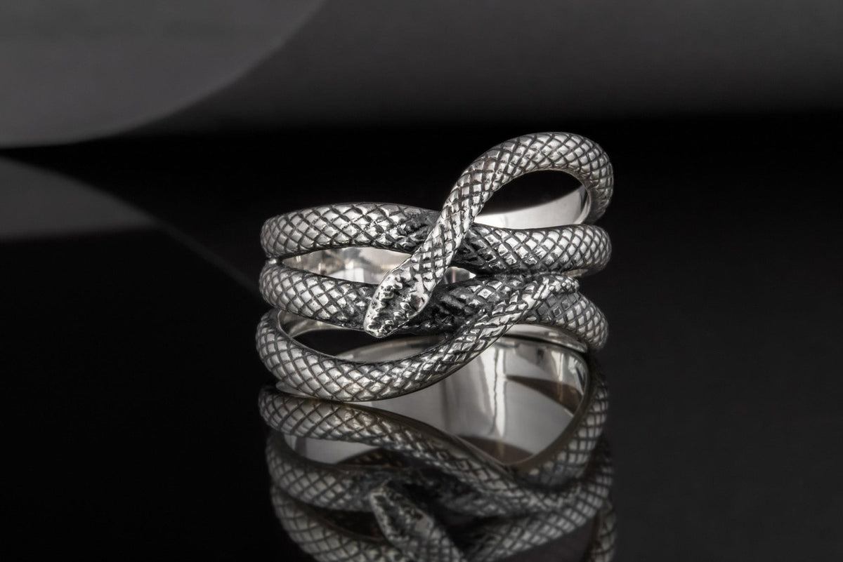 Snake Ring Unique Animal Sterling Silver Ring Handcrafted Unique Jewelry-3