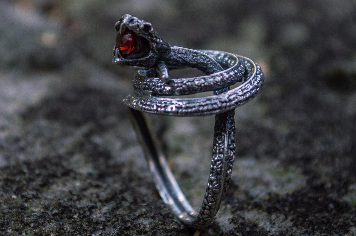 Snake Ring with Cubic Zirconia Sterling Silver Unique Jewelry-4