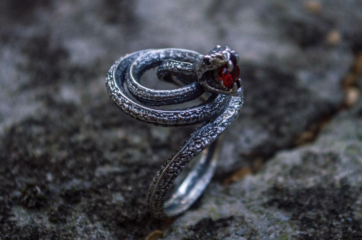 Snake Ring with Cubic Zirconia Sterling Silver Unique Jewelry-7