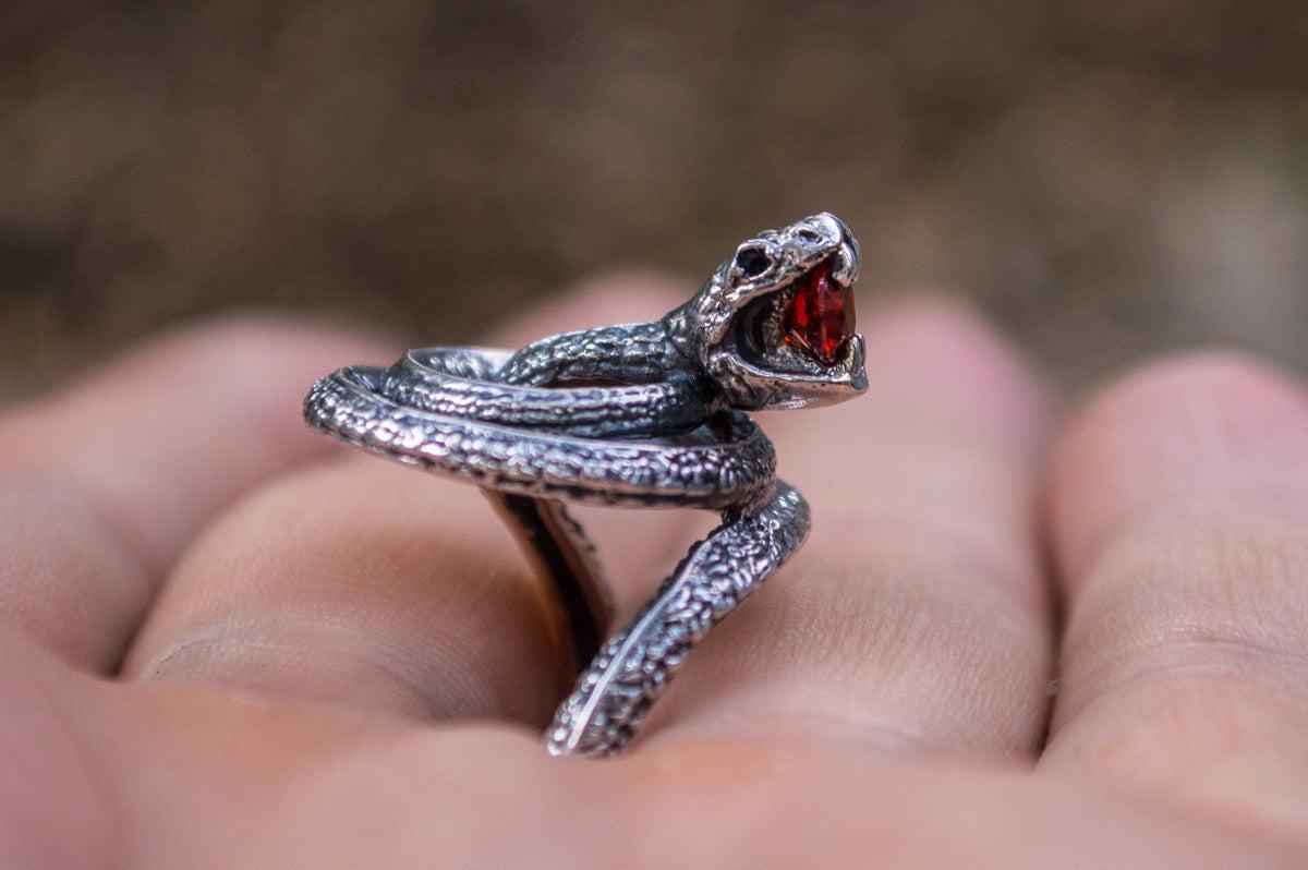 Snake Ring with Cubic Zirconia Sterling Silver Unique Jewelry-8