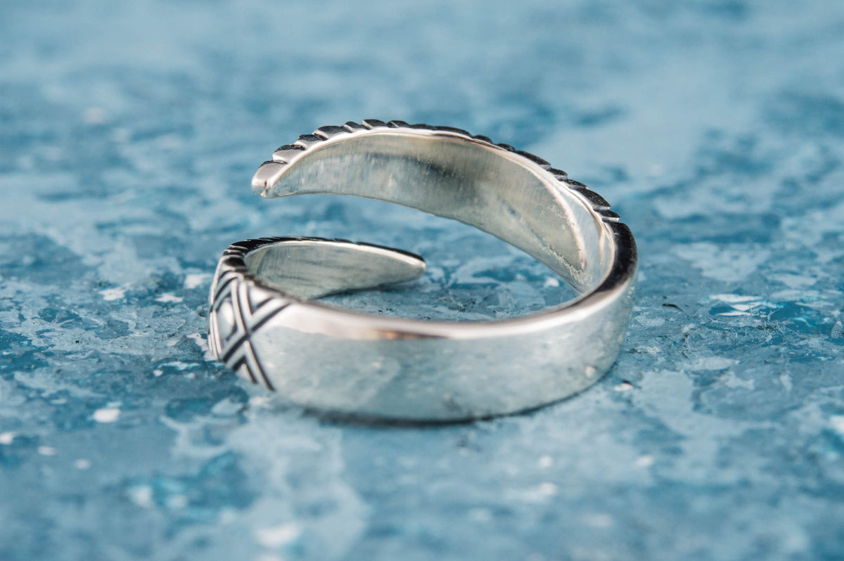 Snake Style Ring with Geometry Ornament Sterling Silver Jewelry-6