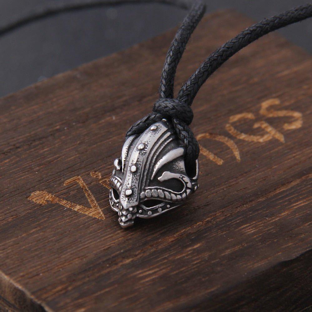 Solid Steel Viking Helm Pendant Necklace