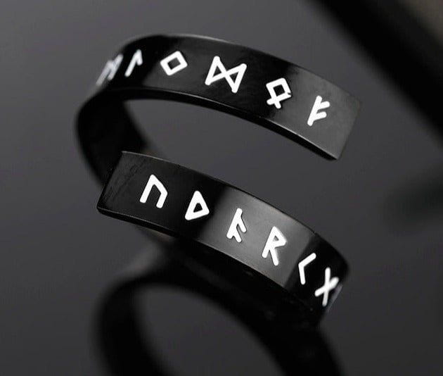 Spiral Stainless Steel Viking Rune Rings-3