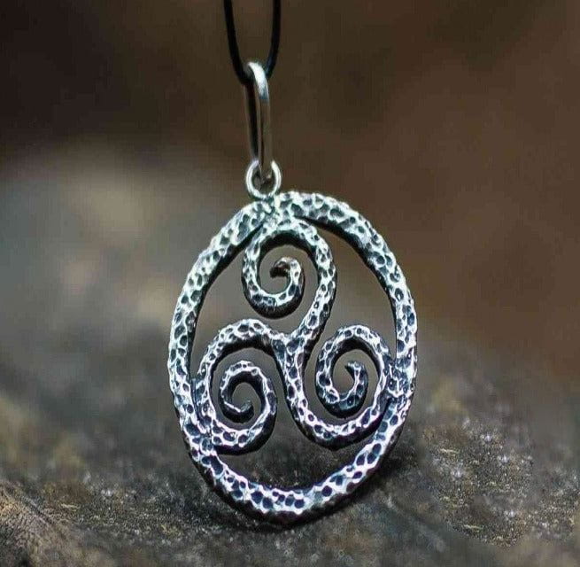 Spiral Triskele Symbol Pendant Sterling Silver Viking Jewelry-1