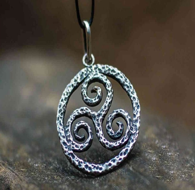 Spiral Triskele Symbol Pendant Sterling Silver Viking Jewelry-1