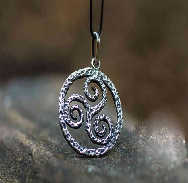 Spiral Triskele Symbol Pendant Sterling Silver Viking Jewelry-2