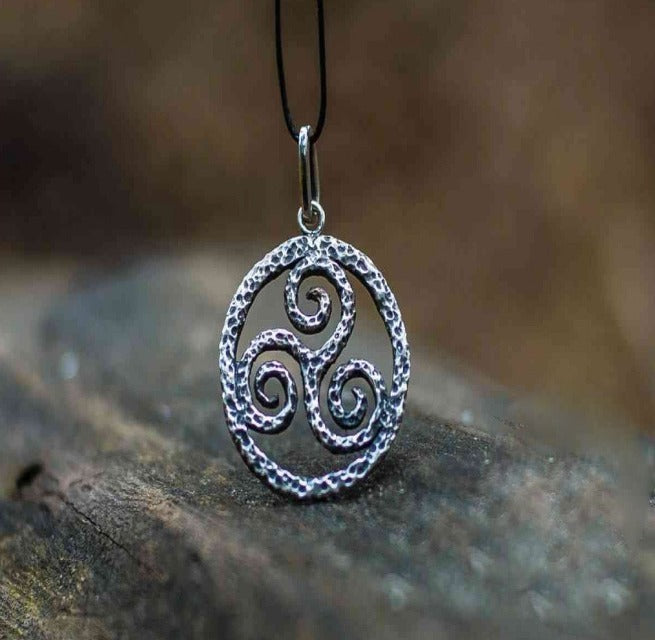 Spiral Triskele Symbol Pendant Sterling Silver Viking Jewelry-4