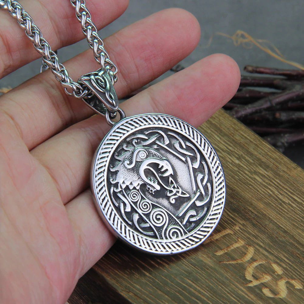 Stainless Steel Valhalla Viking Dragon Necklace