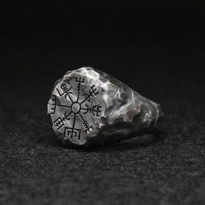 Stainless Steel Viking Compass Runic Ring-2