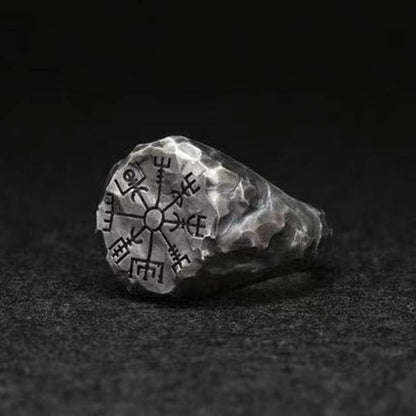 Stainless Steel Viking Compass Runic Ring-2