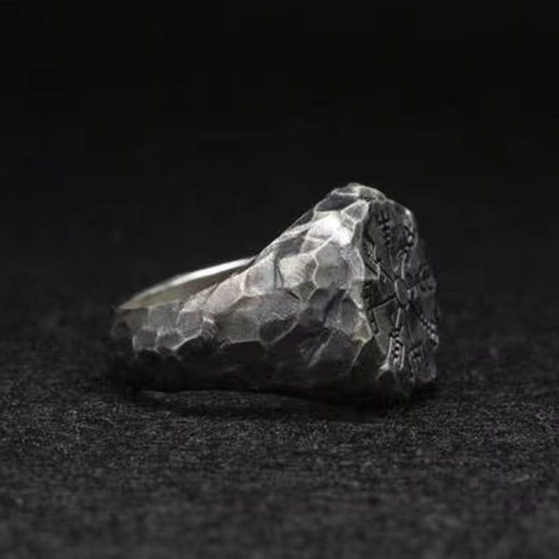 Stainless Steel Viking Compass Runic Ring-4