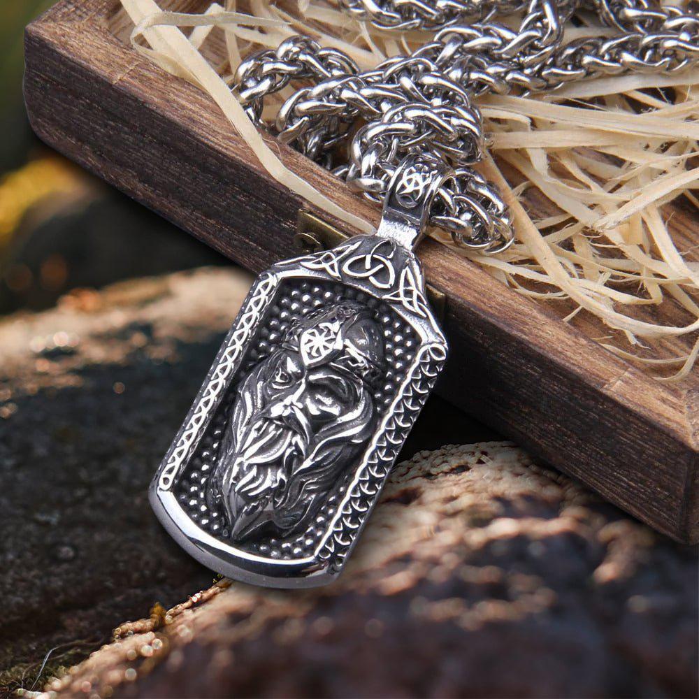 Stainless Steel Viking Odin Frame Necklace-1