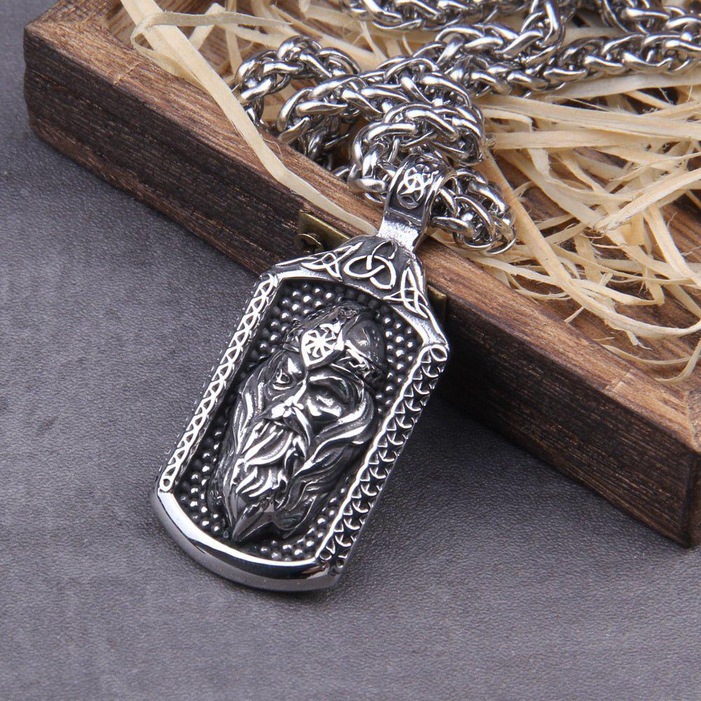 Stainless Steel Viking Odin Frame Necklace-2