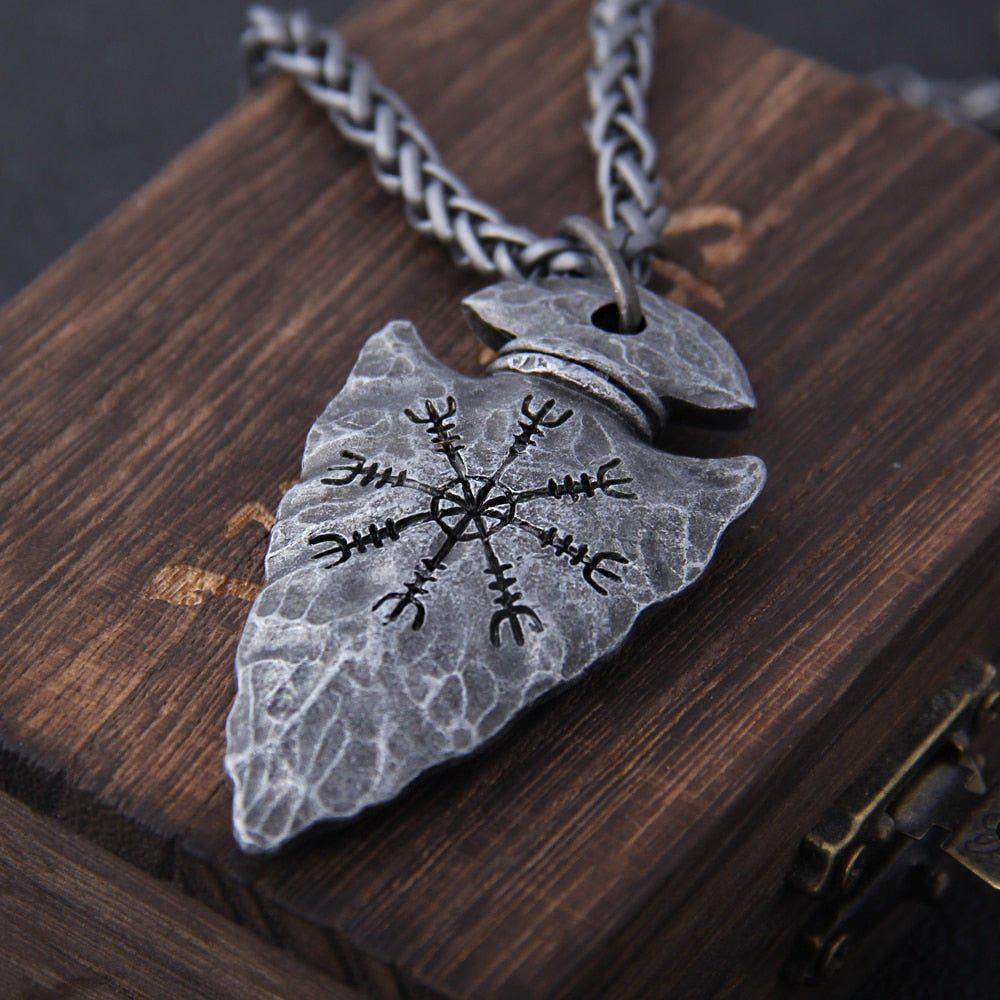 Viking Vegvisir &quot;Wayfinder&quot; Pendant - Runic Compass Symbol Necklace