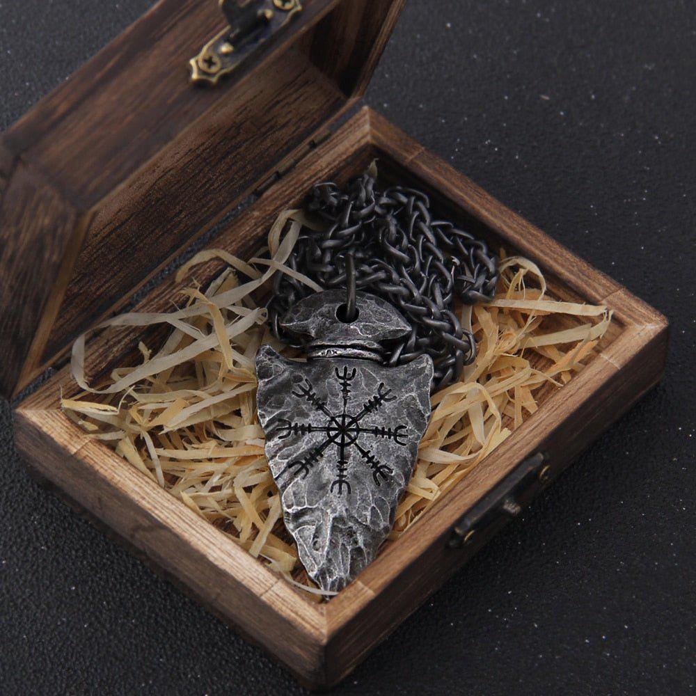 Viking Vegvisir &quot;Wayfinder&quot; Pendant - Runic Compass Symbol Necklace