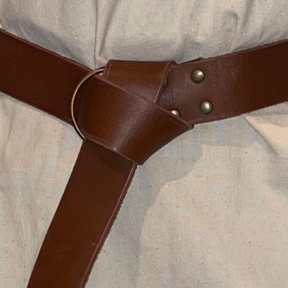 dark brown thick leather belt 