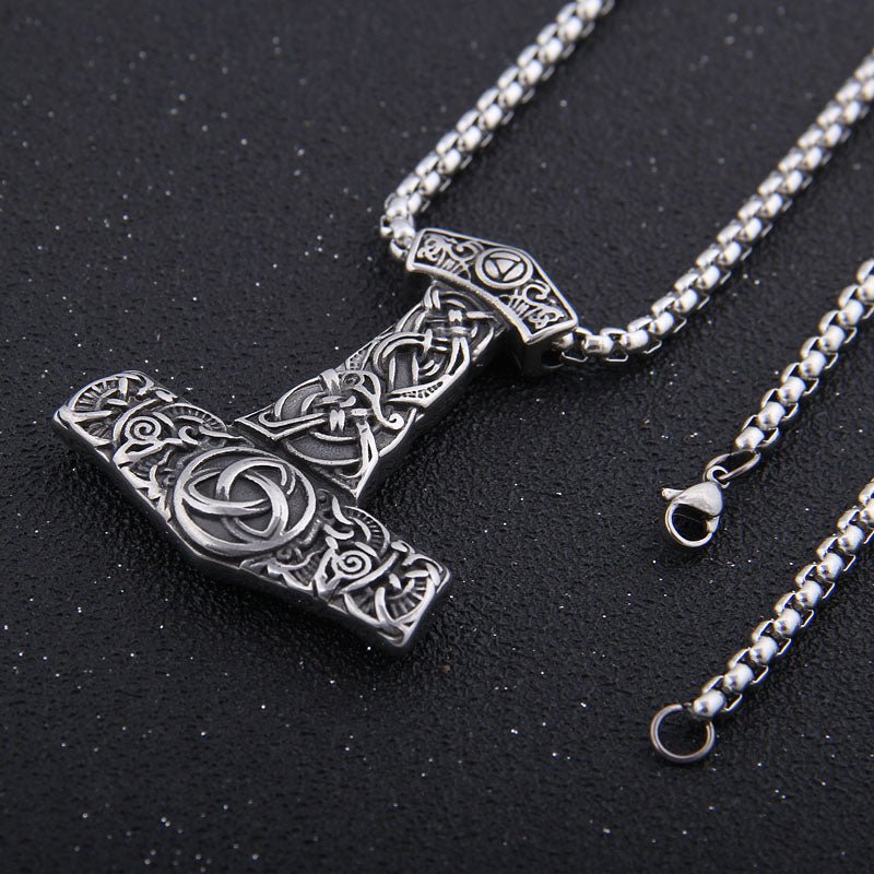 Viking Thor's Hammer Necklace - Silver Mjolnir Pendant