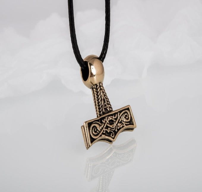 Thor&#39;s Hammer Pendant Bronze Mjolnir with Beautiful Ornament-5