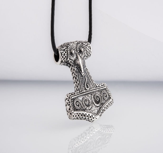 Thor&#39;s Hammer Pendant Sterling Silver Mjolnir from Scania Island-3