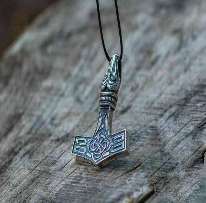 Thor&#39;s Hammer Pendant Sterling Silver Mjolnir with Raven-2