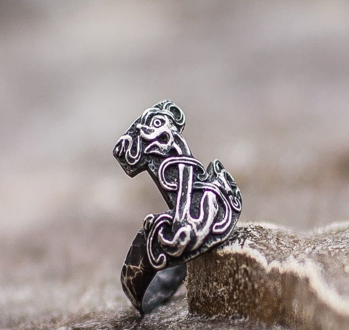 Thor's Mjolnir Sterling Silver Unique Viking Ring-1