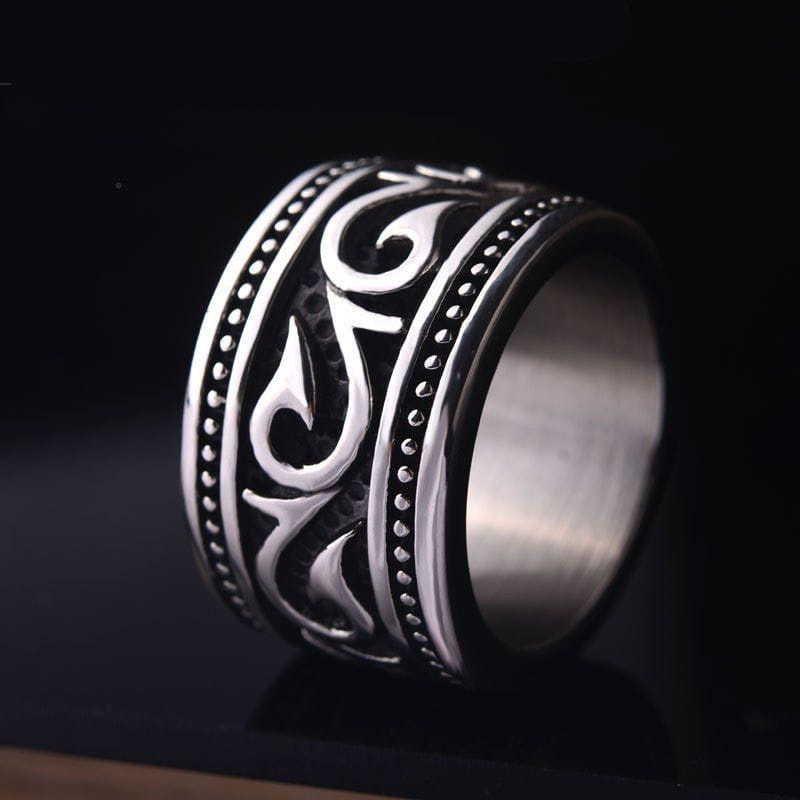 Titanium Steel Wide Nordic Viking Ring-2