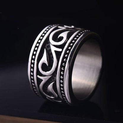 Titanium Steel Wide Nordic Viking Ring-2