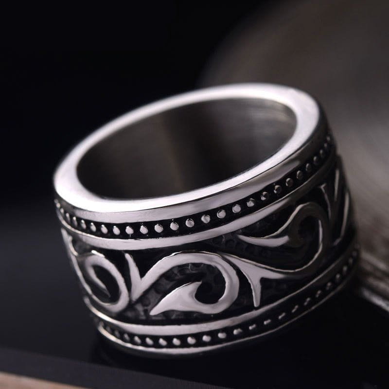 Titanium Steel Wide Nordic Viking Ring-4