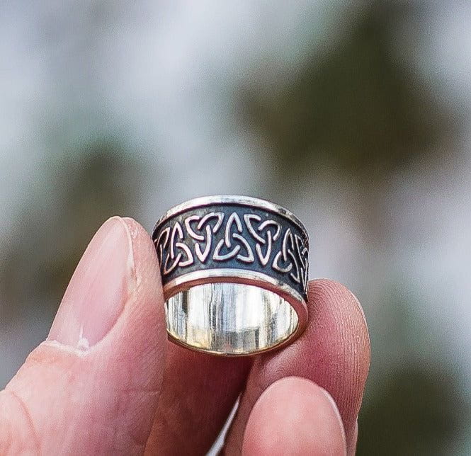 Triquetra Symbol Sterling Silver Celtic Ring-2
