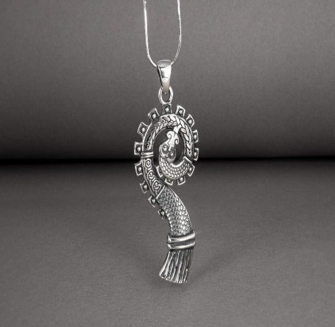 Unique 925 silver Pendant The bow of Drakkar, handcrafted Norse jewelry-3