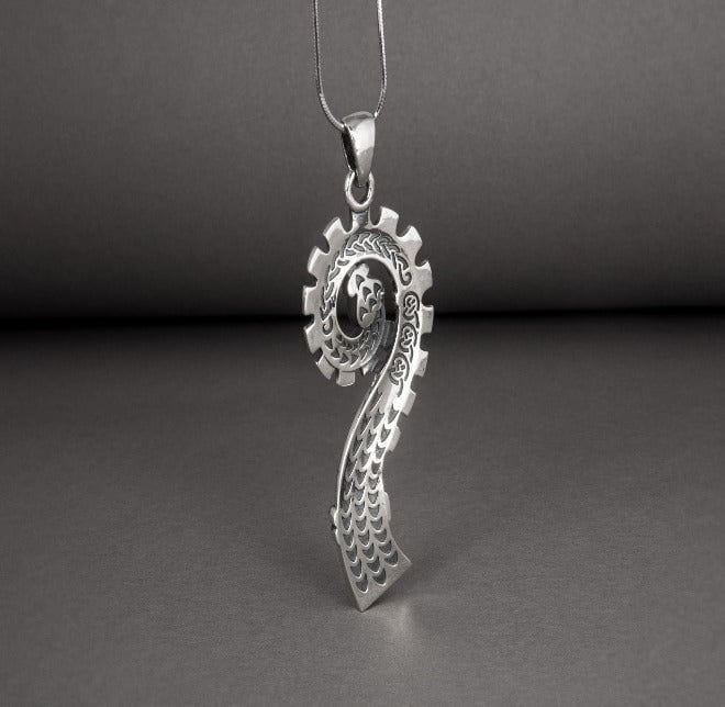 Unique 925 silver Pendant The bow of Drakkar, handcrafted Norse jewelry-4
